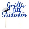 T�rtdekoration Grattis Till Studenten bl� - 20cm