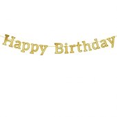  Girlang Happy Birthday Svart/Guld - Jumbo size, 21cm x 4m 
