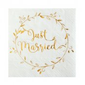 Servetter Just Married Guld - 20st, 25x25cm