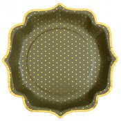 Tallrik Grn/Guld Prickig - 10st, 21cm