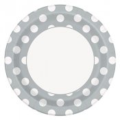 Papperstallrik Silver Prickig - 8st, 23cm