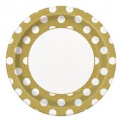 Papperstallrik Guld Prickig - 8st, 23cm