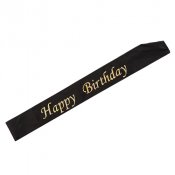 Band/Sash Happy Birthday Svart/Guld