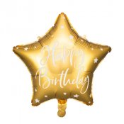 Stjrna Guld "HBD" Folieballong - 40cm