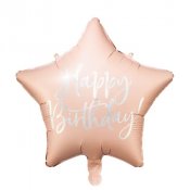 Stjrna Puder Rosa "HBD" Folieballong - 40cm