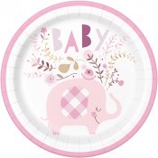 Tallrik Rosa Baby Elefant - 8st, 23cm