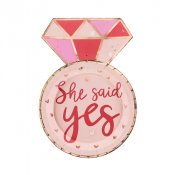 Tallrik "She Said Yes" rosa/rd - 6st, 18x25cm