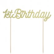 Trtdekoration "1st Birthday" Guld