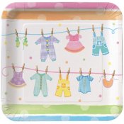 Tallrik Baby Clothes, Baby Shower - 8st, 23cm