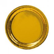 Pappersassiett Guld metallic - 8st, 18cm