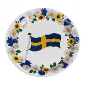 Assiett Svenska flaggan - 8st, 18cm