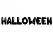 Bokstavsballonger HALLOWEEN, Svarta Bokstavsballonger (flyger ej) - 40cm, 4m trd ingr