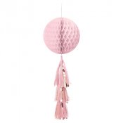 Honeycomb med tassels, Rosa Takdekoration - 70cm