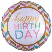 Happy Birthday Pastell, Jumbo Folieballong - 71cm