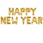 Ballong HAPPY NEW YEAR, Guldiga Bokstavsballonger (flyger ej) - 35cm