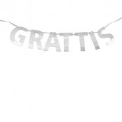 Girlang Grattis, Silver - 10cm x 2m