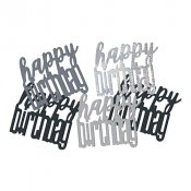 Konfetti Happy Birthday, Svart/Silver - 14g