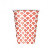 Pappersmugg Korall Mnstrad - 6st, 355ml