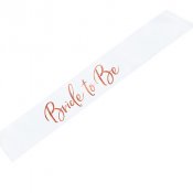 Sash Bride To Be, Vit med rosguld text - 10x75cm