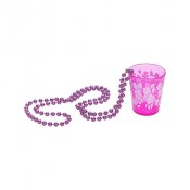 Halsband med shotglas, rosa med blommor