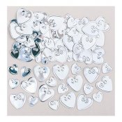 Konfetti Silverhj�rtan, Blandade storlekar - 14g