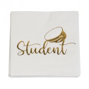 Servetter Student, Vit/Guld - 16st, 25x25cm