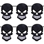 Girlang svarta skelett, glittrig - 6m