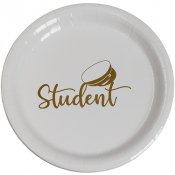 Tallrik Student, Vit/Guld - 8st, 23cm