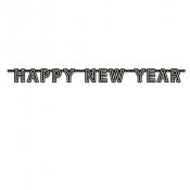 Banner/Vimpel Happy New Year, Svart - 1,8m