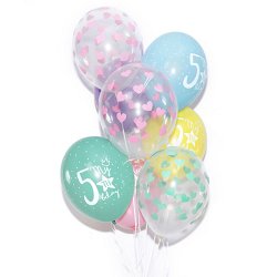 Ballonger Transparanta med rosa hjrtan - 6st