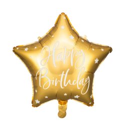 Stjrna Guld "HBD" Folieballong - 40cm
