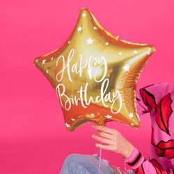Stjrna Guld "HBD" Folieballong - 40cm