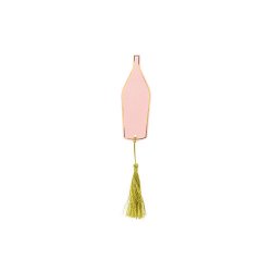 Placeringskort - Rosa Proseccoflaska m. tassel - 6st, 3.5 x 10 cm + tassel