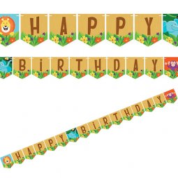  Vimpel Happy Birthday Djungelvnner - 1,6m x 15cm 
