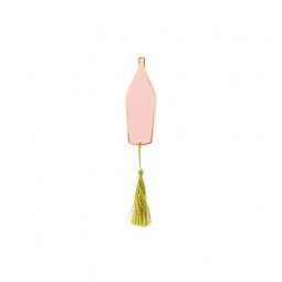  Placeringskort - Rosa Proseccoflaska m. tassel - 6st, 3.5 x 10 cm + tassel 