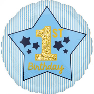 1st Birthday Bl Folieballong - 43cm