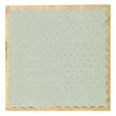 Servetter Guld/Grn Prickig - 20st, 25x25cm