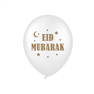 Ballonger Eid Mubarak, vit - 6st