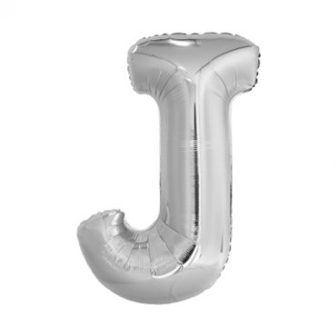 Bokstavsballong Silver J - 86cm