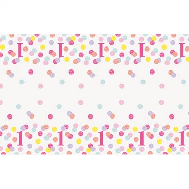 Bordsduk 1r Rosa prickig - 137x213cm