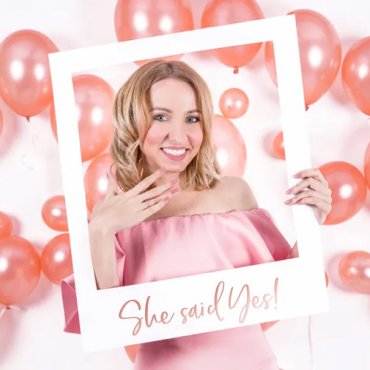 Fotoram "She said yes" Vit/Rose Guld - 50x59cm