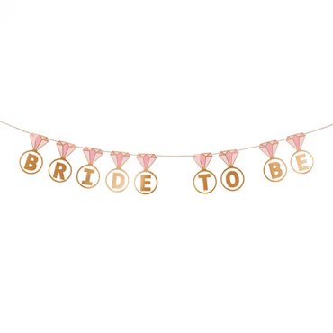 Girlang Bride to be Rosa/Guld - 2,5m