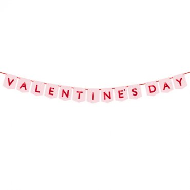 Girlang Valentines day Rosa/Rd - 150x13cm