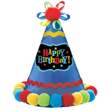 Partyhatt HBD, mixade frger - 20cm