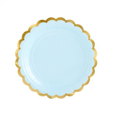 Assiett, babybl med guldkant - 6st, 18cm