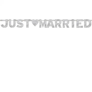 Girlang Just Married, Silver - 167 x 16 cm