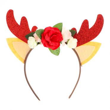 Diadem med renhorn och blommor