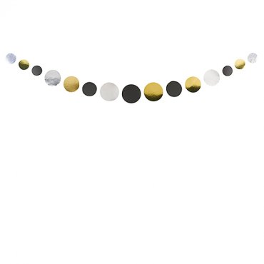 Girlang Guld/Svart/Silver prickar - 170 cm
