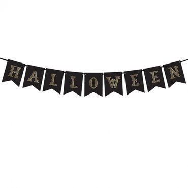 Banner Halloween, Svart/Guld - ca. 2,5m