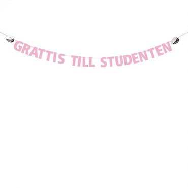 Banner/Girlang Grattis till studenten, Rosa - 3,6m